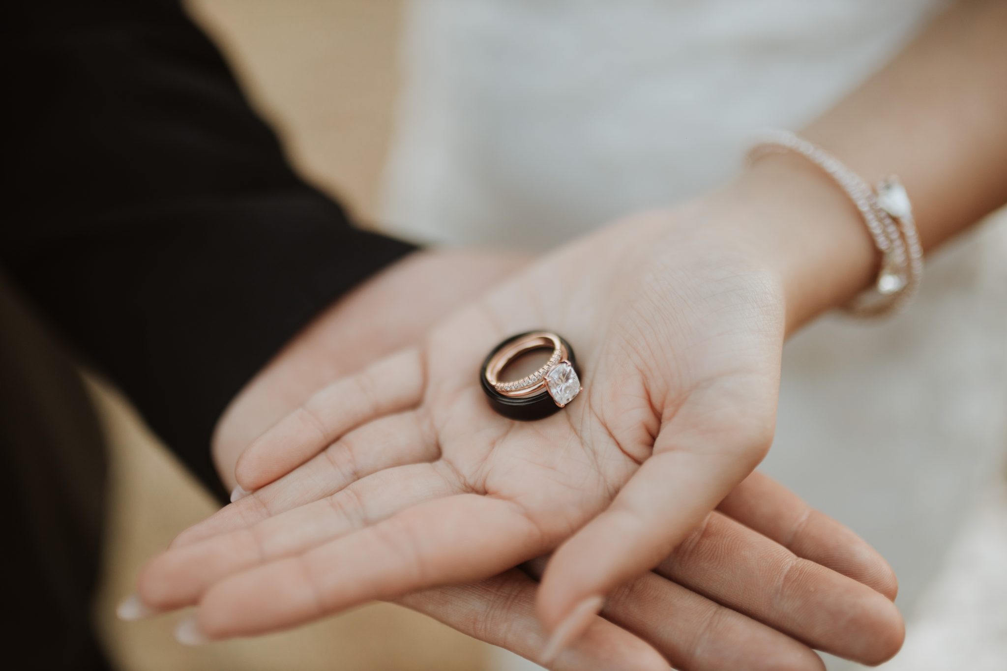 Couple sitting on floor with Pretzel